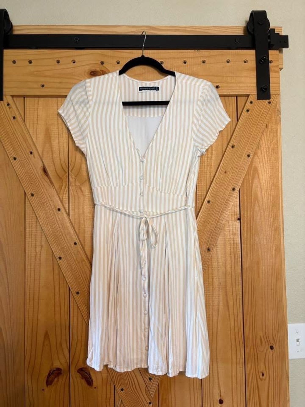 Abercrombie & Fitch Cream Dress with Light Tan Stripes